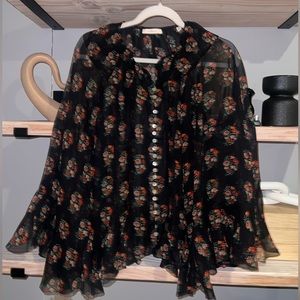 DÔEN Kahira ruffled floral-print silk-georgette blouse